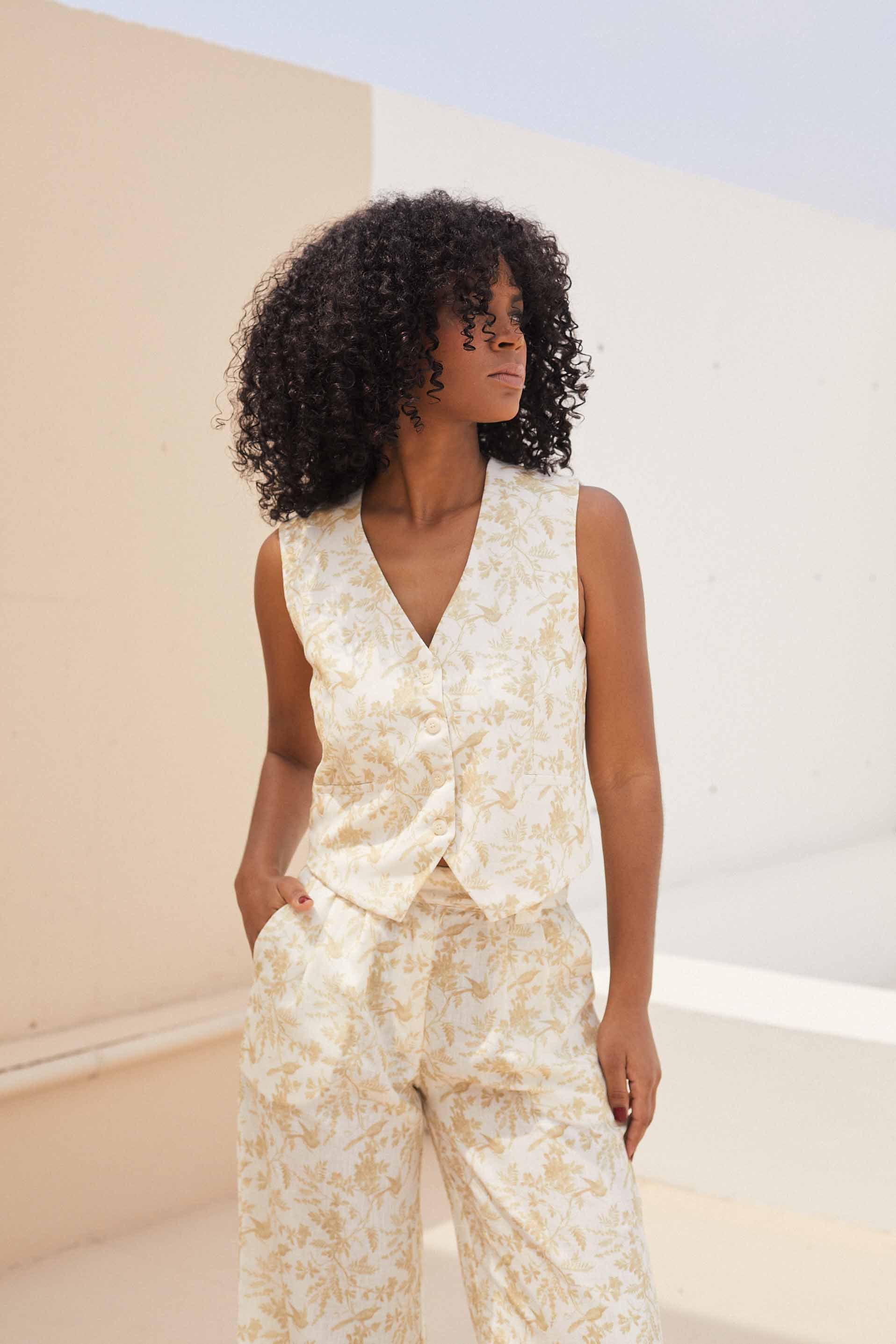Chaleco Sienna - Beige Birds