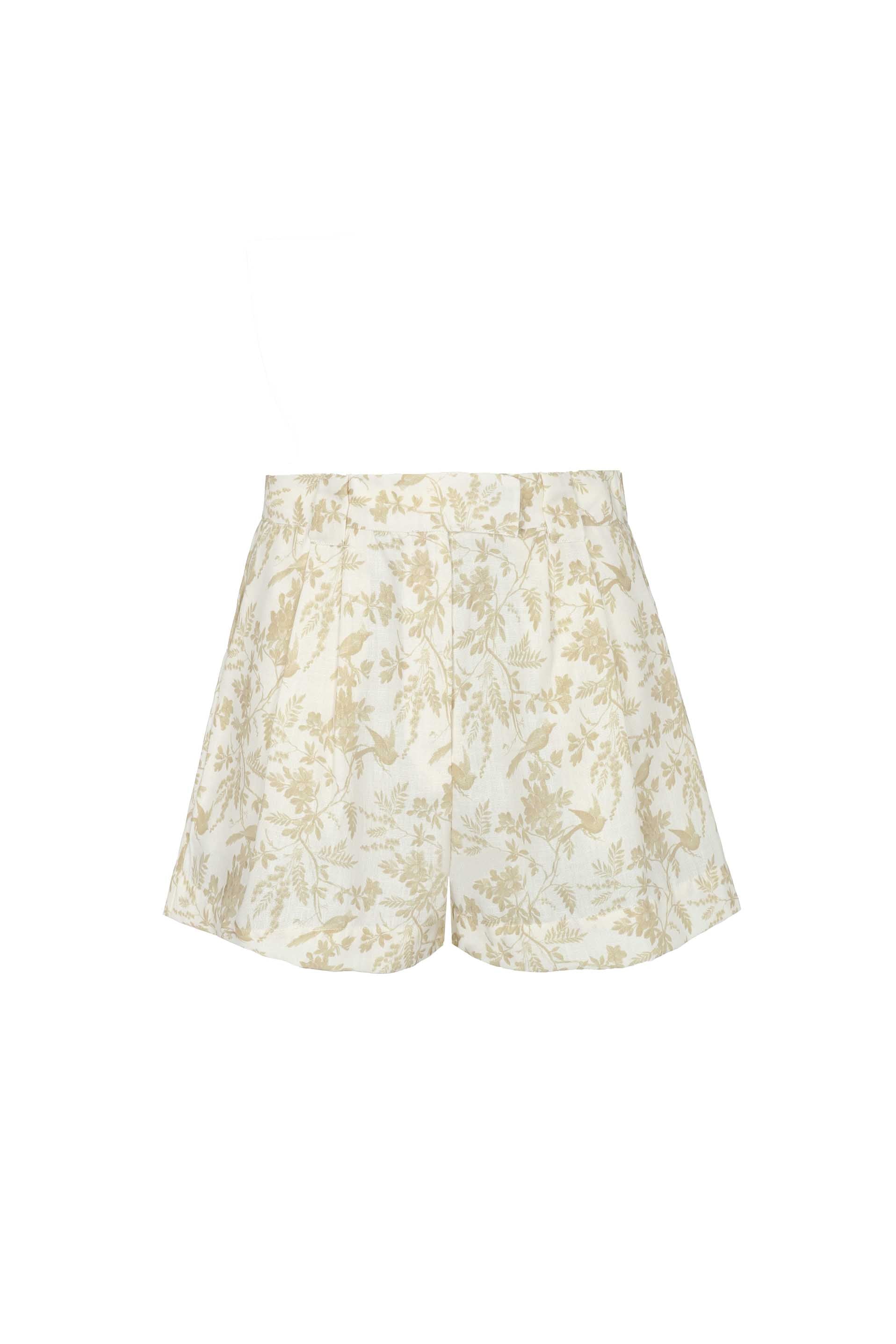 Short Sienna - Beige Birds